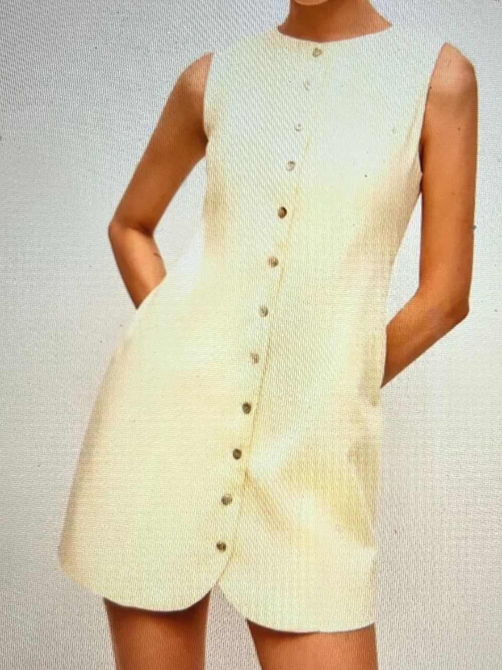 D100- NWT Commense Buttercream Linen Button Up Dress Small